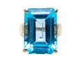 10K Yellow Gold Blue Topaz Statement Ring, Size 5