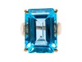 10K Yellow Gold Blue Topaz Statement Ring, Size 5