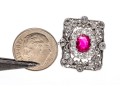 Platinum Vintage Old European Diamond And Synthetic Pink Sapphire Ring, Size 7+