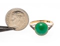 14k Yellow Gold Pretty Vintage Round Cabachon Green Chalcedony Ring, Size 7.75