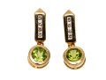 14K Yellow Gold Contemporary Peridot And Diamond Drop Earrings