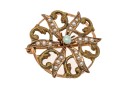 10k Yellow Gold Pretty Antique Seed Pearl And White Opal Circle Brooch