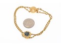 14k Yellow Gold Retro Style Rope Slide Bracelet, With Sapphire Cluster Slide, App. 0.59 TCW