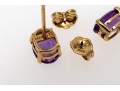 14K Yellow Gold Pretty Oval Faceted Amethyst Stud Earrings