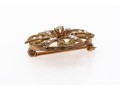 10k Yellow Gold Pretty Antique Seed Pearl And White Opal Circle Brooch
