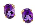 14K Yellow Gold Pretty Oval Faceted Amethyst Stud Earrings