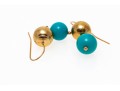 14k Yellow Gold Fun Gold And Howlite Stacked Drop Earrings