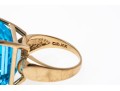 10K Yellow Gold Blue Topaz Statement Ring, Size 5