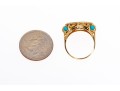 14K Yellow Gold Greek Revival Gold Liberty 1/20 $5 Coin Ring With Cabachon Turquoise, Ring Size 10