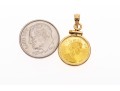 14k Yellow Gold Tasteful Gibralter 1/25 Oz Queen Elizabeth II/Cherub Coin Pendant
