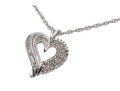 14k White Gold And Diamond Heart Pendant Necklace