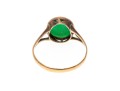 14k Yellow Gold Pretty Vintage Round Cabachon Green Chalcedony Ring, Size 7.75