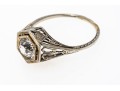 14k White Gold Pretty Vintage White Sapphire Filigree Solitaire Ring, Size 7.25