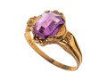 10k Gold Vintage Light Purple Glass Ring, Size Approximately 5.75