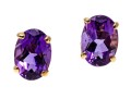 14K Yellow Gold Pretty Oval Faceted Amethyst Stud Earrings