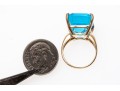 10K Yellow Gold Blue Topaz Statement Ring, Size 5