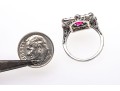 Platinum Vintage Old European Diamond And Synthetic Pink Sapphire Ring, Size 7+