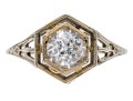 14k White Gold Pretty Vintage White Sapphire Filigree Solitaire Ring, Size 7.25