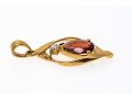14k Yellow Gold Lovely Pear Garnet And Diamond Topped Swirl Pendant