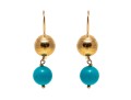 14k Yellow Gold Fun Gold And Howlite Stacked Drop Earrings