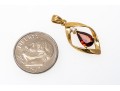 14k Yellow Gold Lovely Pear Garnet And Diamond Topped Swirl Pendant