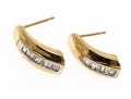14k Yellow Gold Contemporary Baguette Diamond Channel Set Earrings, App. 0.18 TCW