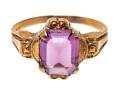 10k Gold Vintage Light Purple Glass Ring, Size Approximately 5.75