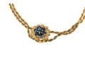 14k Yellow Gold Retro Style Rope Slide Bracelet, With Sapphire Cluster Slide, App. 0.59 TCW