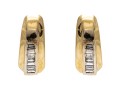 14k Yellow Gold Contemporary Baguette Diamond Channel Set Earrings, App. 0.18 TCW