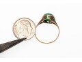14k Yellow Gold Pretty Vintage Round Cabachon Green Chalcedony Ring, Size 7.75