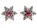Sterling Zirconia And Pink Sapphire Cluster Earrings