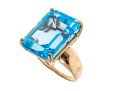 10K Yellow Gold Blue Topaz Statement Ring, Size 5