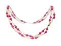 Strung Necklace And Bracelet Set, Keshi Pearls With Ruby And 14K Beads