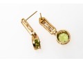 14K Yellow Gold Contemporary Peridot And Diamond Drop Earrings