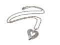 14k White Gold And Diamond Heart Pendant Necklace