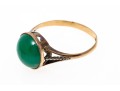 14k Yellow Gold Pretty Vintage Round Cabachon Green Chalcedony Ring, Size 7.75