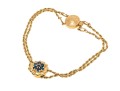 14k Yellow Gold Retro Style Rope Slide Bracelet, With Sapphire Cluster Slide, App. 0.59 TCW
