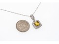 18k Gold Pretty Ornate Yellow Sapphire And Diamond Halo Pendant, With Chain