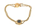 14k Yellow Gold Retro Style Rope Slide Bracelet, With Sapphire Cluster Slide, App. 0.59 TCW
