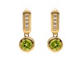 14K Yellow Gold Contemporary Peridot And Diamond Drop Earrings