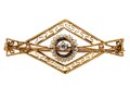 10k Yellow Gold Lovely Antique Seed Pearl And Diamond Filigre Brooch, App. 0.02 TCW
