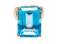 10K Yellow Gold Blue Topaz Statement Ring, Size 5