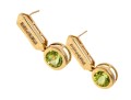 14K Yellow Gold Contemporary Peridot And Diamond Drop Earrings