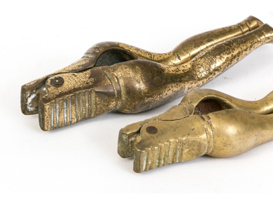 Vintage Pair Of Brass Figural Crackers