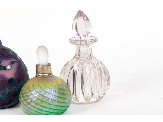 Eight Vintage Crystal And Glass Scent Bottles With Stoppers