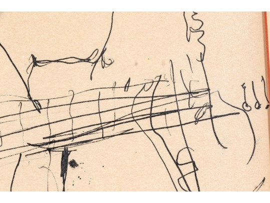 Gino Hollander (American, 1924-2015) Pen On Paper, Man Playing The Banjo 