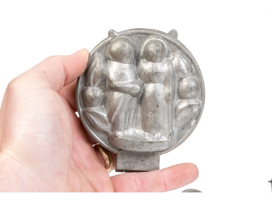 Five Vintage Lead Or Pewter Ice Cream & Chocolate Moulds