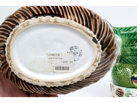 Pair Of Portuguese Ceramic Bird Boxes