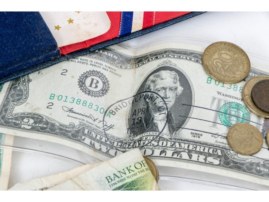 Assorted Currency Collection With Assorted Bills And Coins