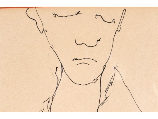 Gino Hollander (American, 1924-2015) Pen On Paper, Man Playing The Banjo 